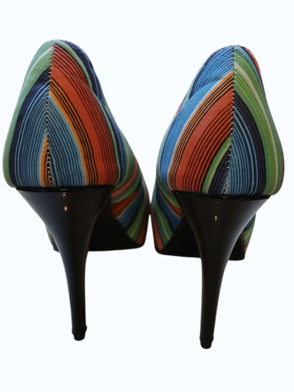 PIN UP COUTURE Stiletto Striped Fabric Pumps - Picture 7 of 16